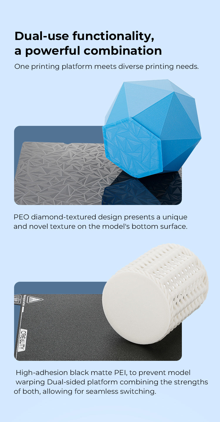 Creality Dual-Sided Printing Platform Board Kit - Glossy PEO + Coated PEI
