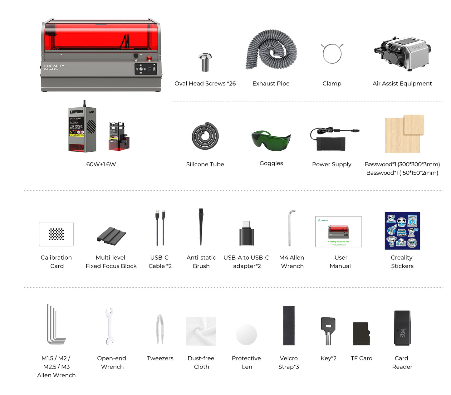Creality Laser Falcon 2 Pro Engraver - 60W + 1.6W IR Laser