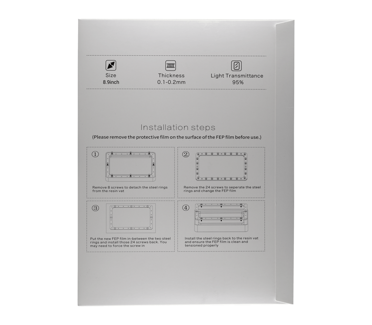 Flashforge Foto 8.9 FEP Film Sheets - 5-pack