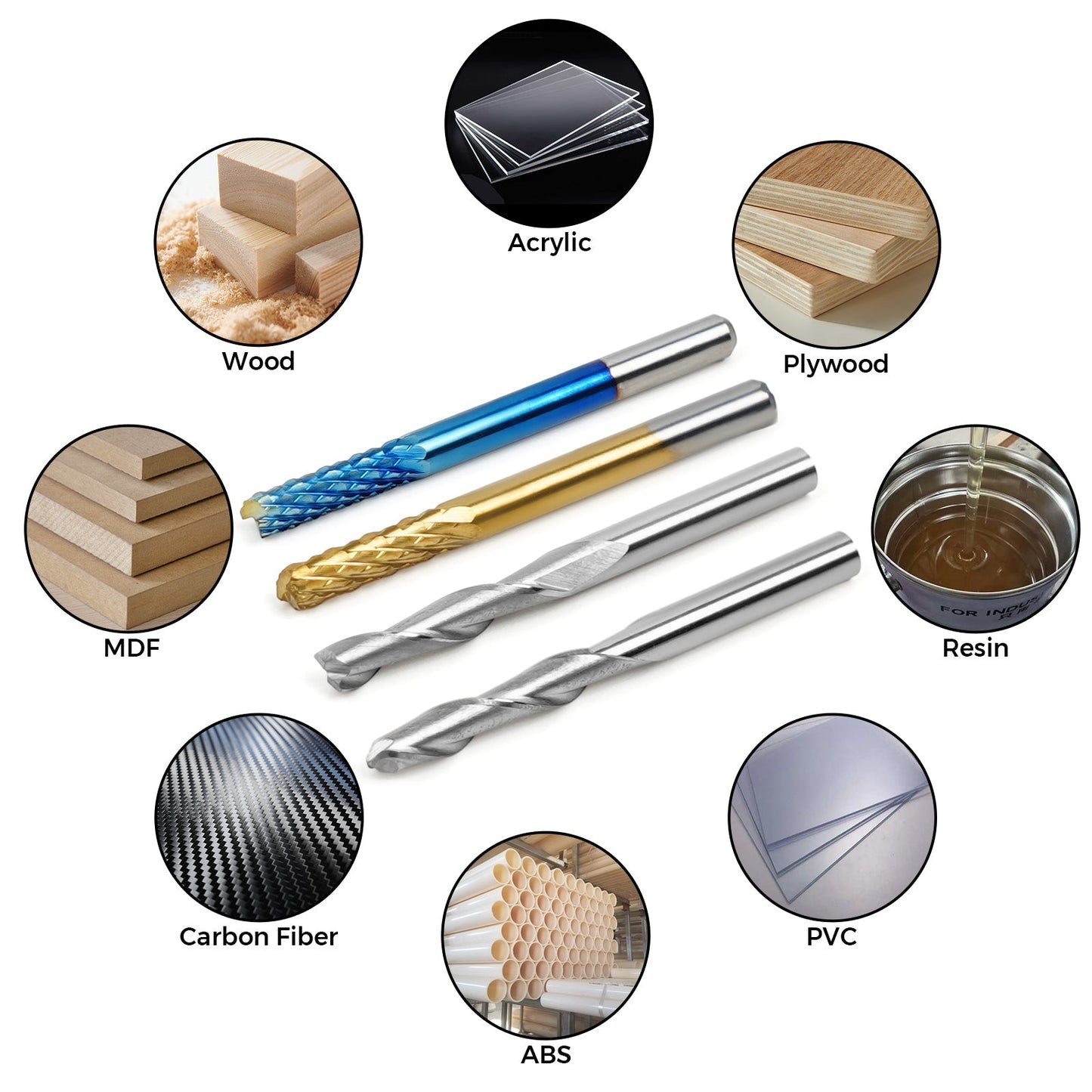 TwoTrees End Mills for CNC - 40pcs