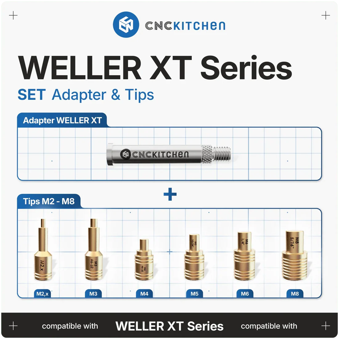 Lödspetsar SET kompatibla med Weller XT Koppar