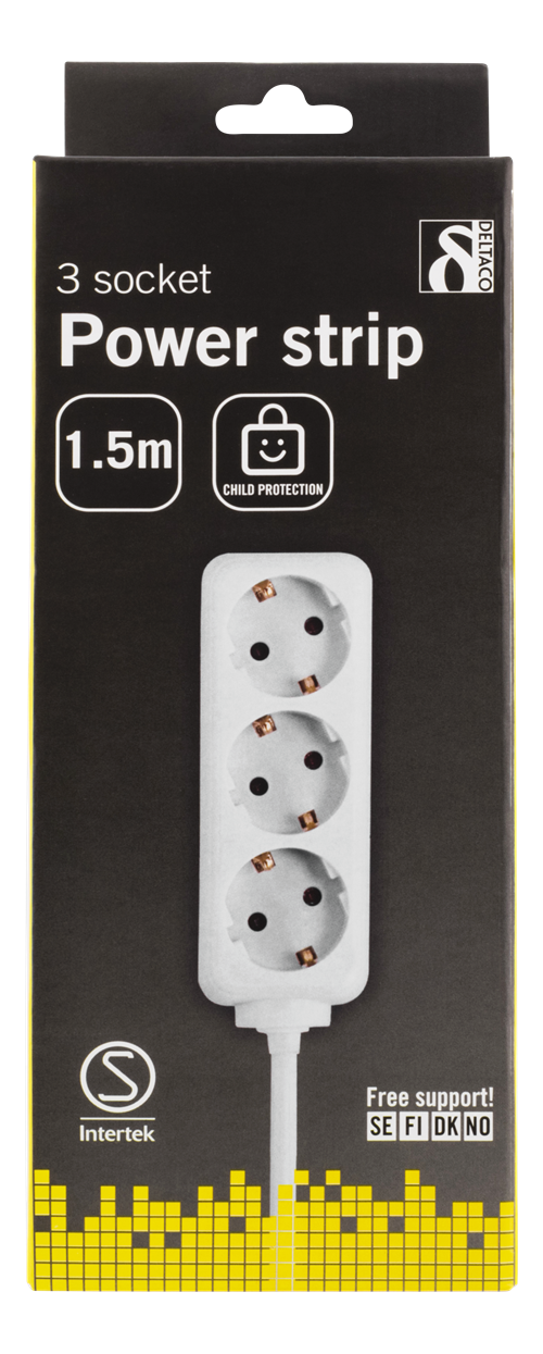 Deltaco 3 Socket Power Strip