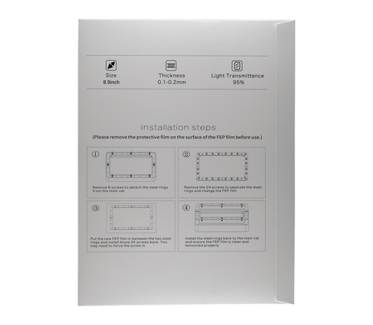 Flashforge Foto 8.9 FEP Film Sheets - 5-pack