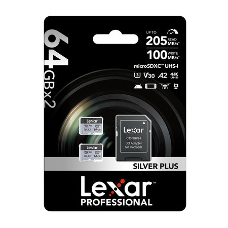 Lexar High-Performance Silver Plus microSDXC 64GB + adapter
