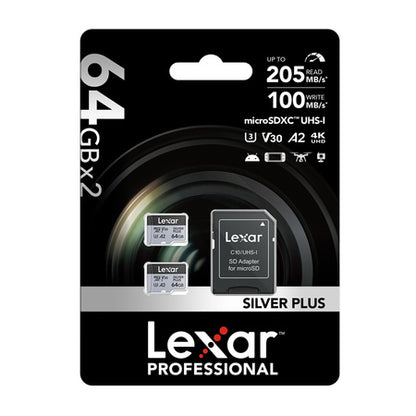 Lexar High-Performance Silver Plus microSDXC 64GB + adapter