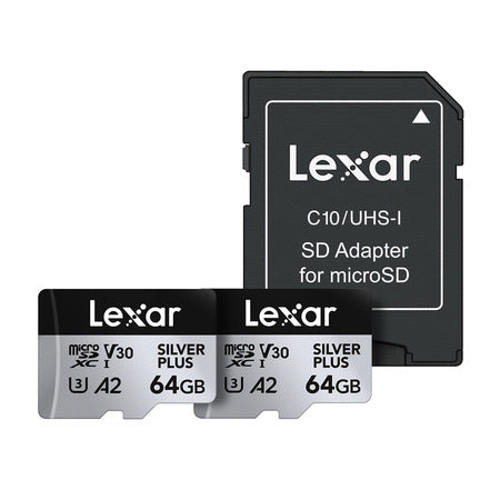Lexar High-Performance SILVER PLUS microSDXC 2×64GB + SD-adapter