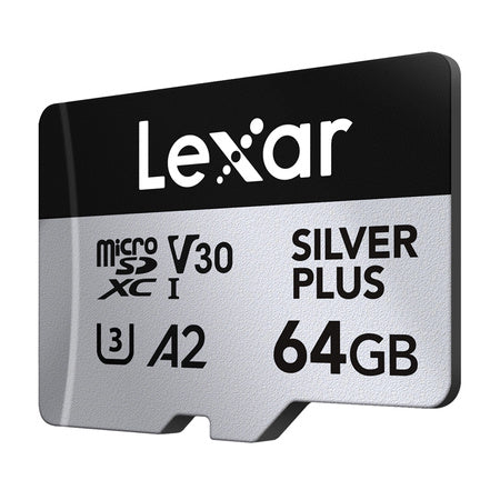 Lexar High-Performance SILVER PLUS microSDXC 2×64GB + SD-adapter