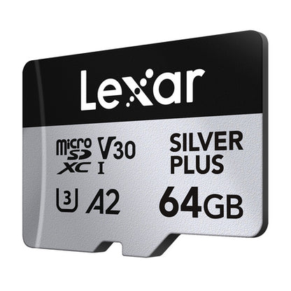 Lexar High-Performance SILVER PLUS microSDXC 2×64GB + SD-adapter