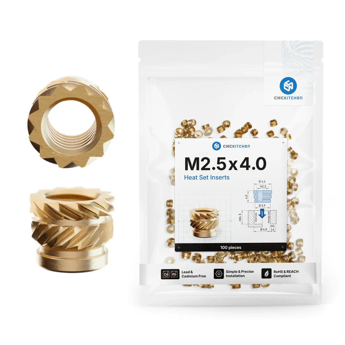 Gänginsats M2.5x4.0 - 100 st