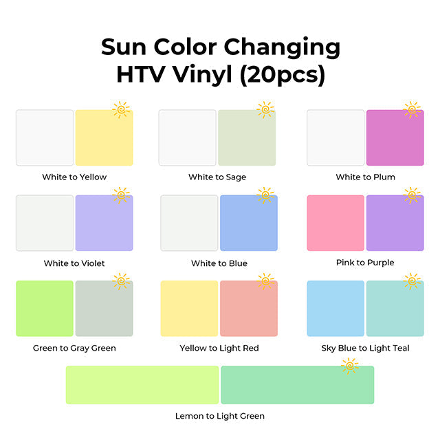 xTool Sun Color Changing Heat Transfer Vinyl - 20-pack