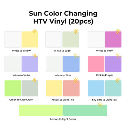 xTool Sun Color Changing Heat Transfer Vinyl - 20-pack
